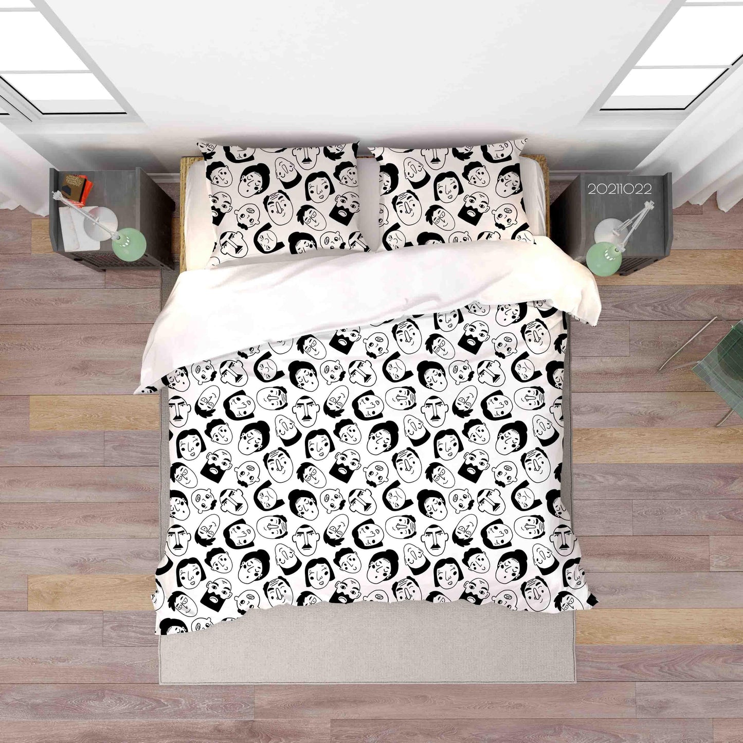 3D Cartoon Comic Face Doodle Quilt Cover Set Bedding Set Duvet Cover Pillowcases 28