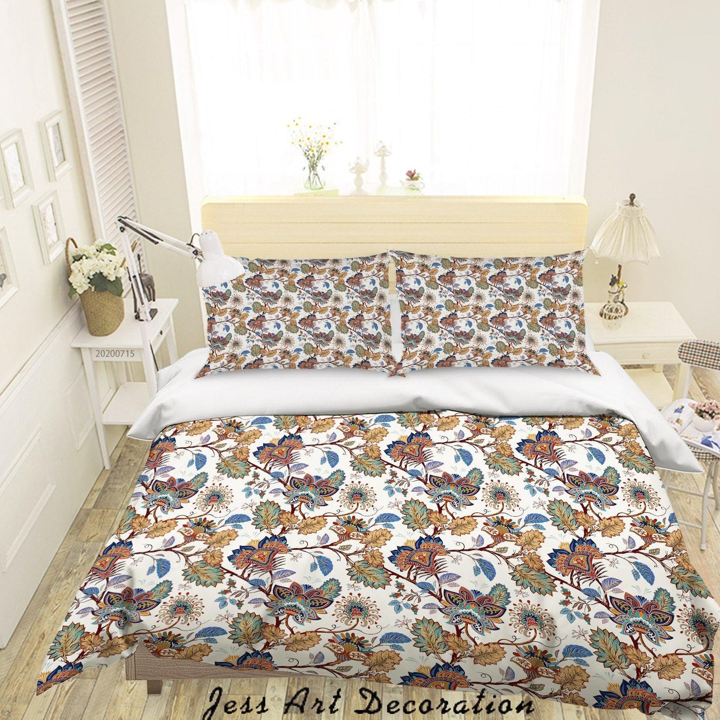 3D Abstract Vintage Floral Lemon Pattern Quilt Cover Set Bedding Set Duvet Cover Pillowcases WJ 3912