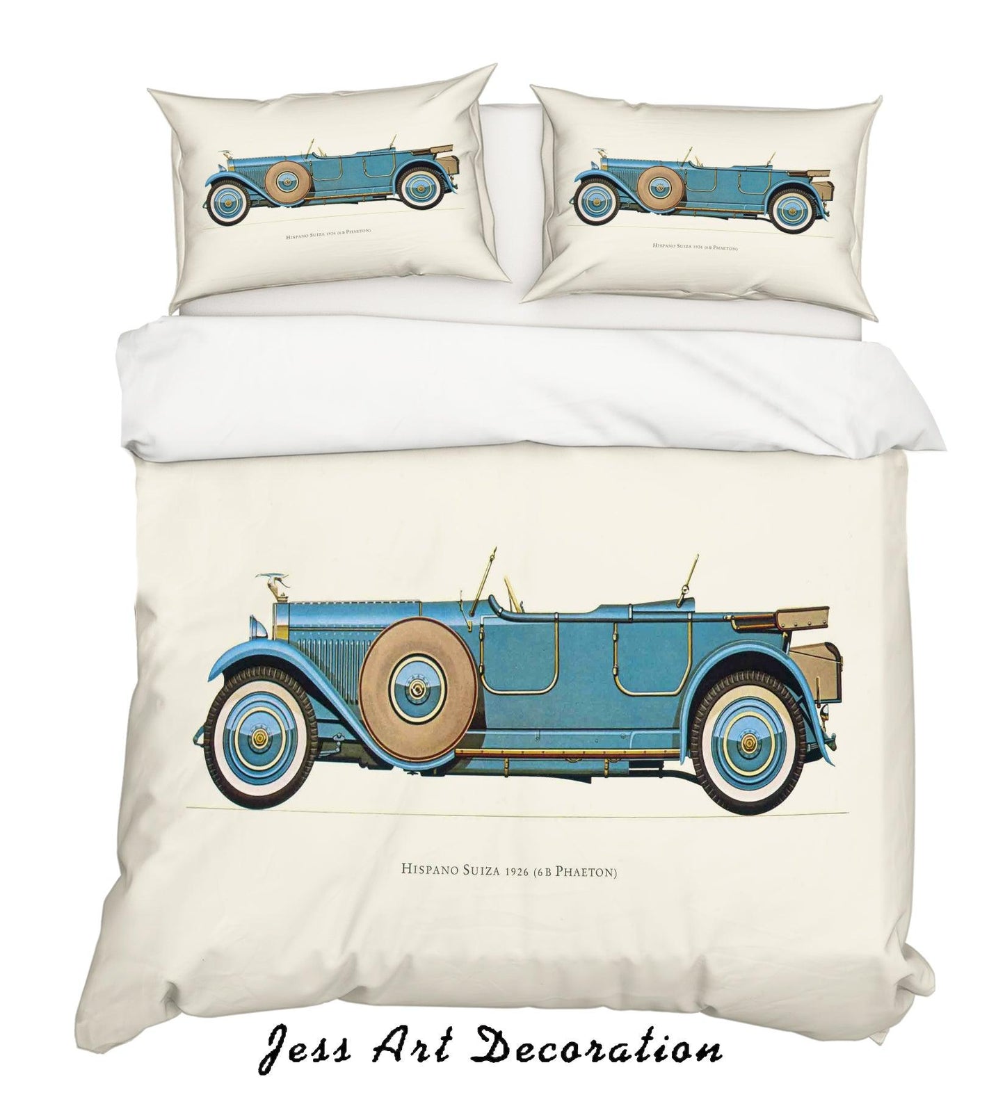 3D Blue Retro Classic Cars Quilt Cover Set Bedding Set Pillowcases 03