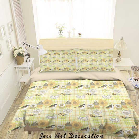 3D Abstract Hand Draw Cartoon Floral Pattern Quilt Cover Set Bedding Set Duvet Cover Pillowcases WJ 3542