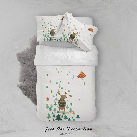 3D Cartoon Cute Christmas Tree Reindeer Quilt Cover Set Bedding Set Duvet Cover Pillowcases WJ 9572