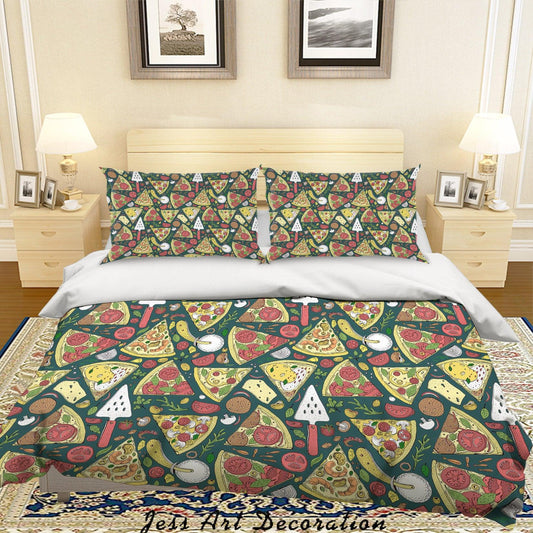 3D Cartoon Pizza Food Quilt Cover Set Bedding Set Duvet Cover Pillowcases WJ 6816