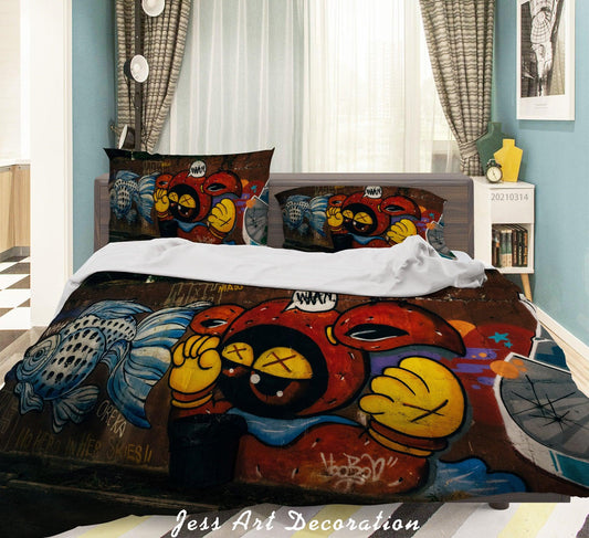 3D Abstract Colored Graffiti Monster Quilt Cover Set Bedding Set Duvet Cover Pillowcases 169