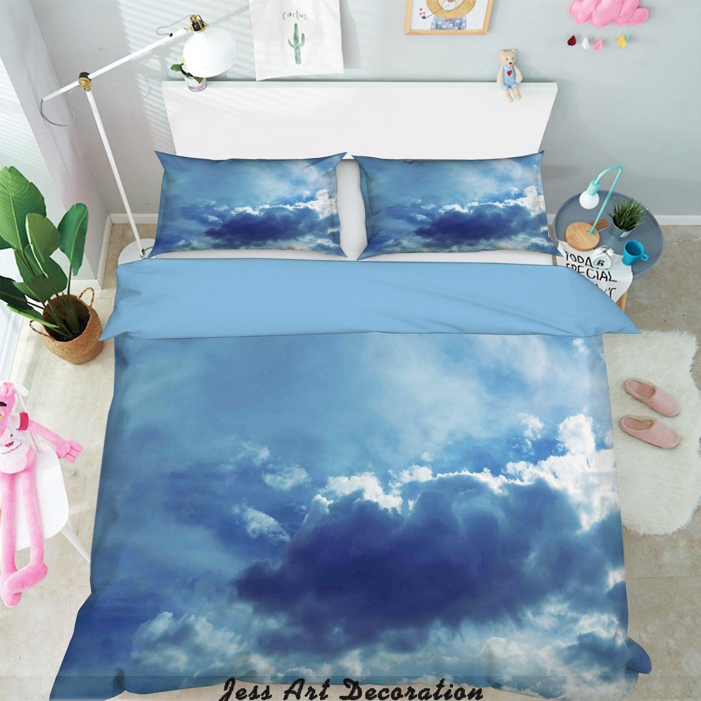 3D Blue Sky White Clouds Quilt Cover Set Bedding Set Pillowcases  3