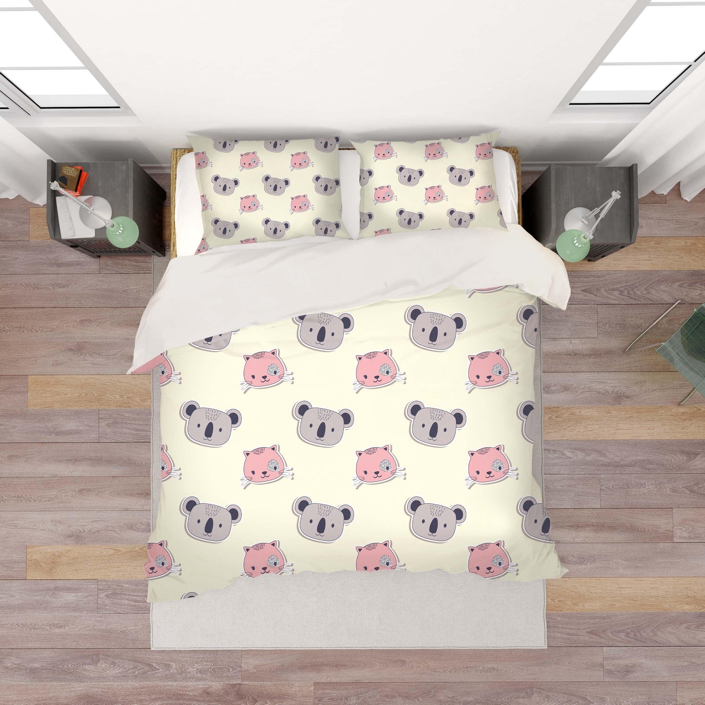 3D Cartoon Cat Raccoon Animal Quilt Cover Set Bedding Set Duvet Cover Pillowcases LXL