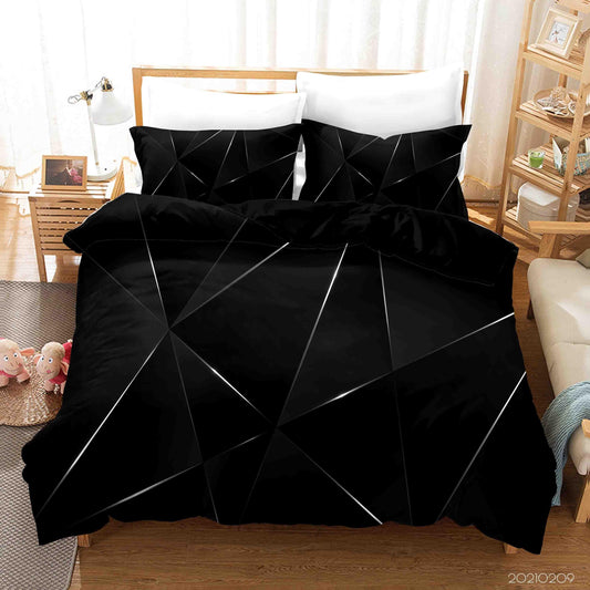 3D Abstract Black Geometry Quilt Cover Set Bedding Set Duvet Cover Pillowcases 336