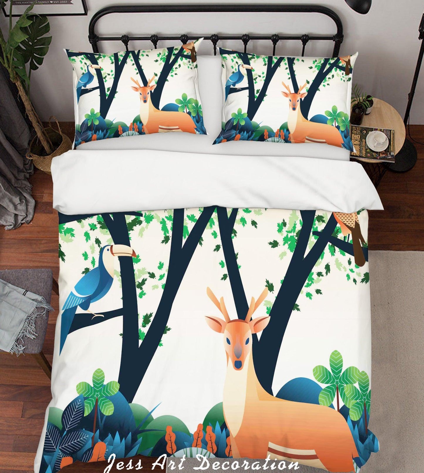 3D Cartoon Forest Elk Quilt Cover Set Bedding Set Pillowcases 117
