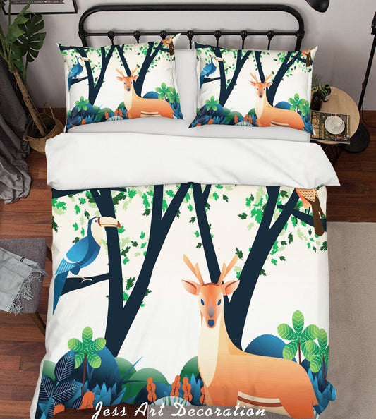 3D Cartoon Forest Elk Quilt Cover Set Bedding Set Pillowcases 117