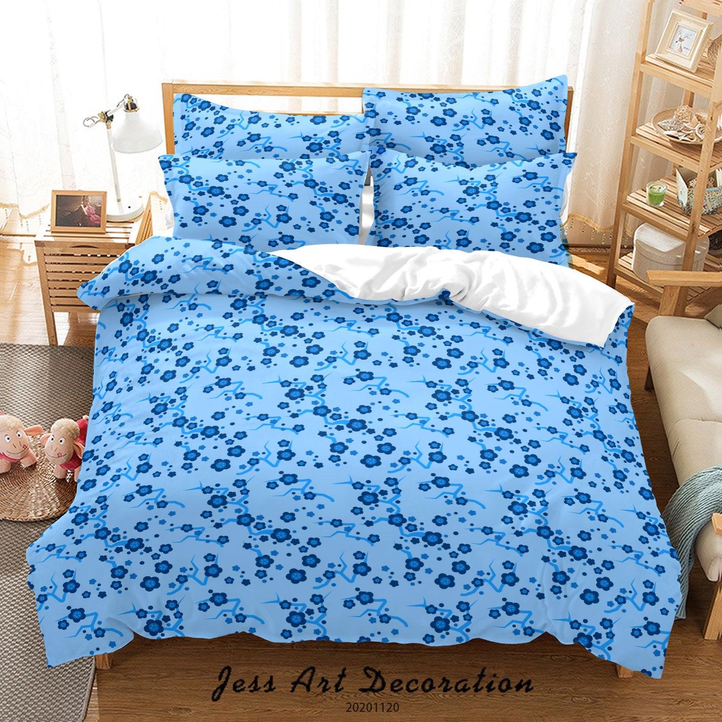 3D Blue Floral Pattern Quilt Cover Set Bedding Set Duvet Cover Pillowcases LXL