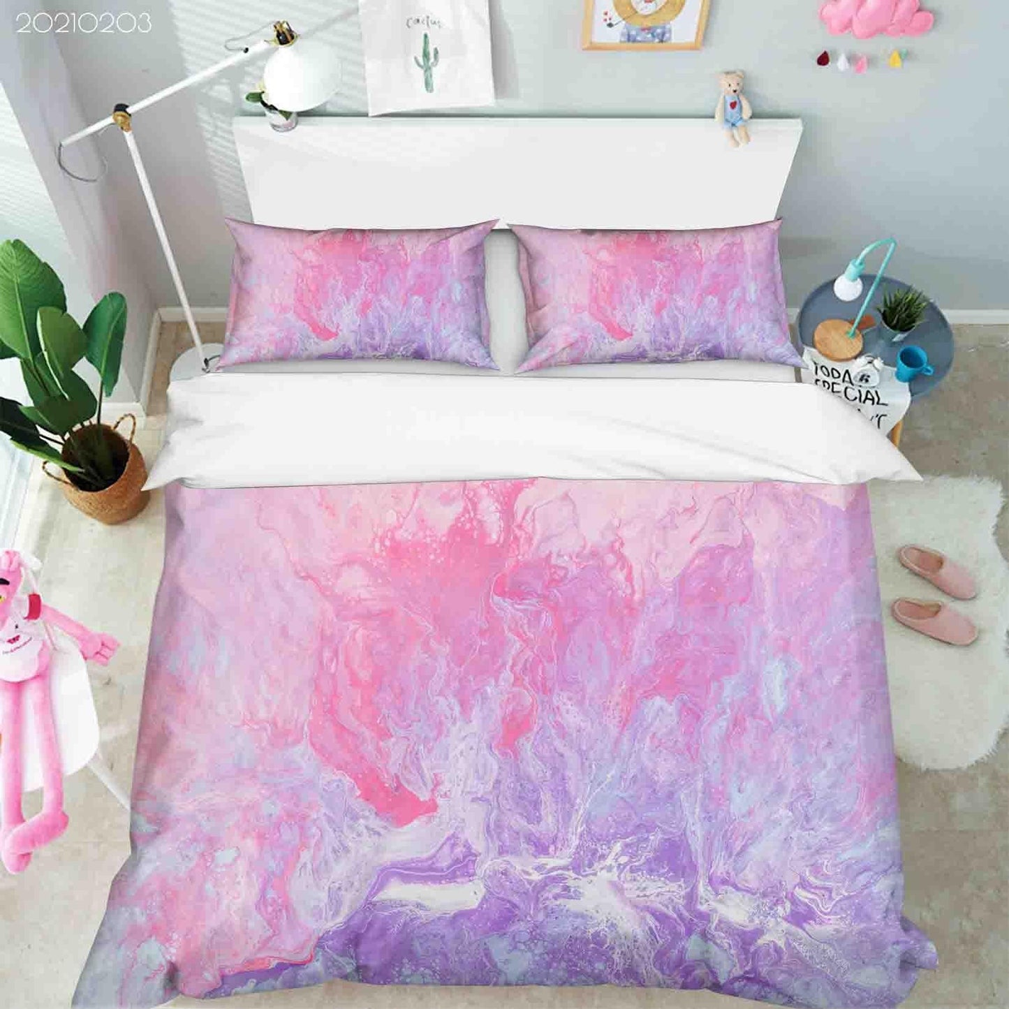 3D Abstract Pink Marble Quilt Cover Set Bedding Set Duvet Cover Pillowcases 95