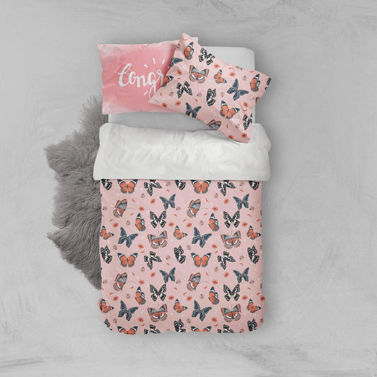 3D Butterfly Pink Quilt Cover Set Bedding Set Pillowcases 26