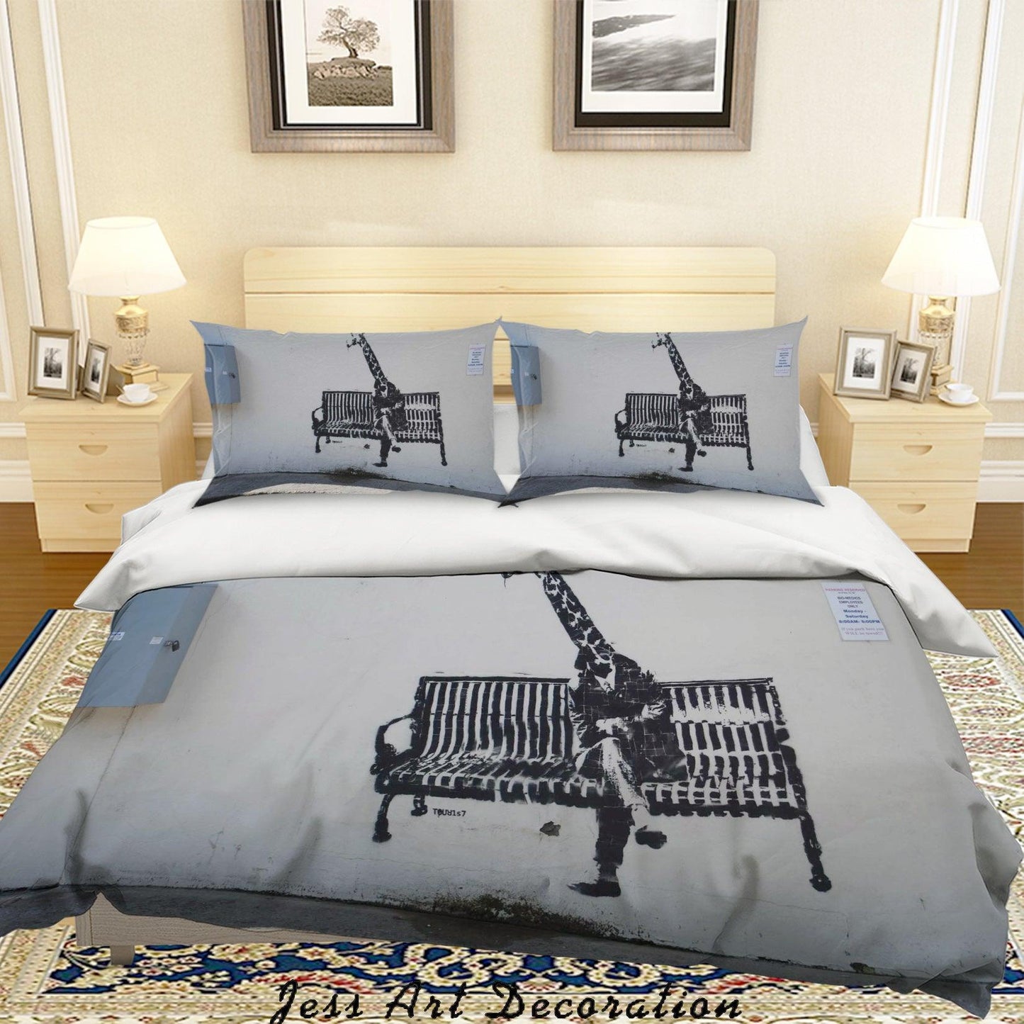 3D Banksy Mural Black White Mr.Giraff Quilt Cover Set Bedding Set Duvet Cover Pillowcases  ZY D119