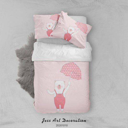 3D Cartoon Cute Animal Bear Umbrella Quilt Cover Set Bedding Set Duvet Cover Pillowcases WJ 9512