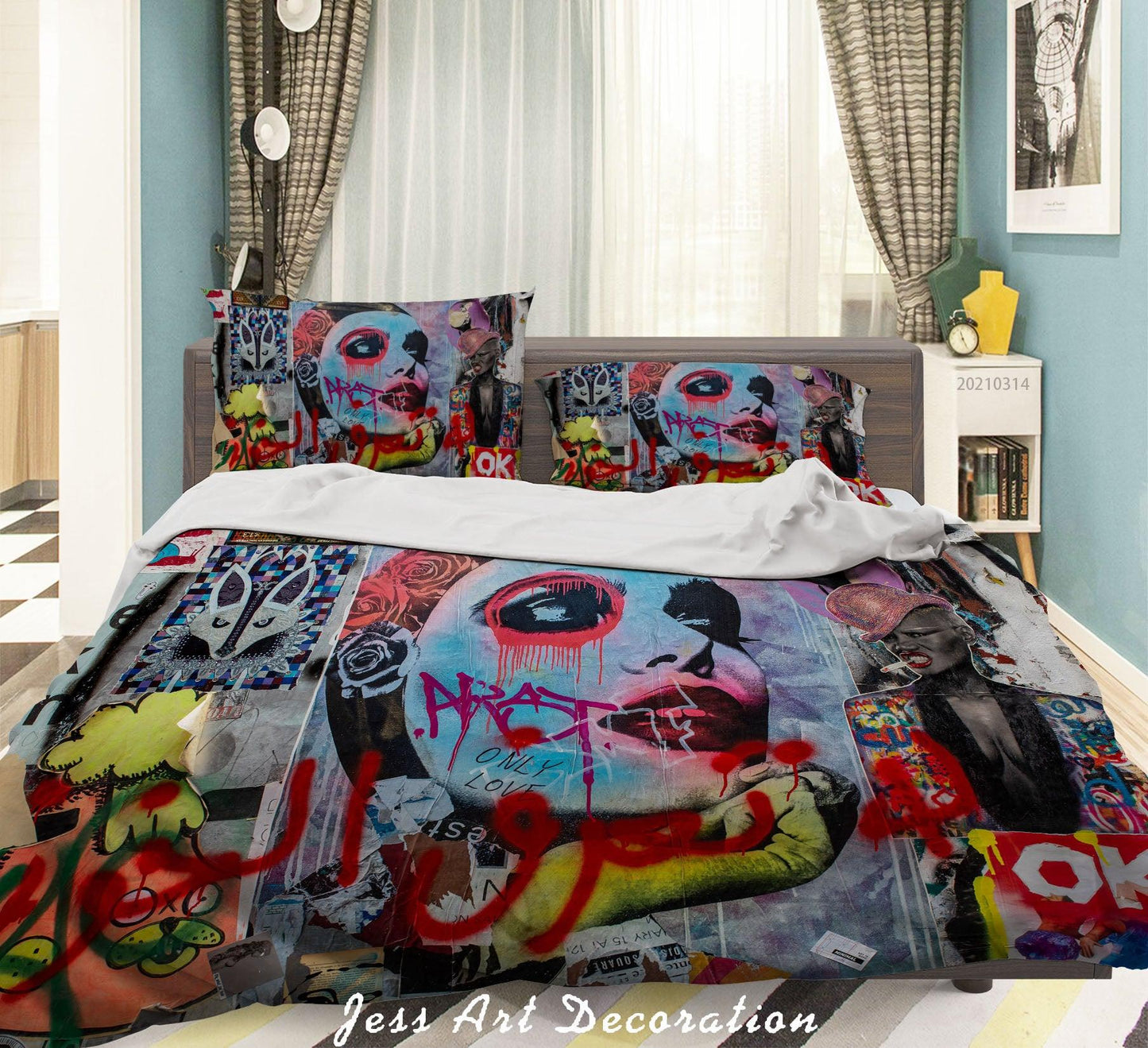 3D Abstract Color Graffiti Quilt Cover Set Bedding Set Duvet Cover Pillowcases 172