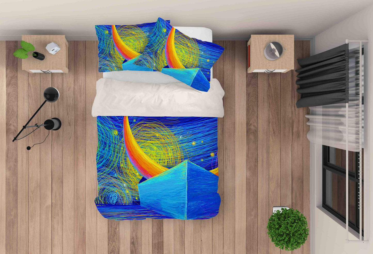 3D Blue Moon Cube Quilt Cover Set Bedding Set Pillowcases 142