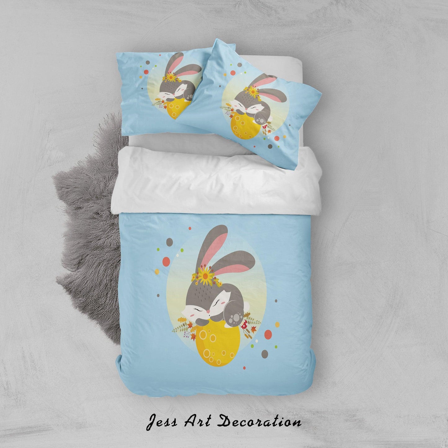 3D Blue Rabbit Quilt Cover Set Bedding Set Duvet Cover Pillowcases SF45