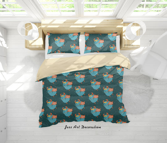 3D Cartoon Animal Monsters Pattern Quilt Cover Set Bedding Set Duvet Cover Pillowcases WJ 9616