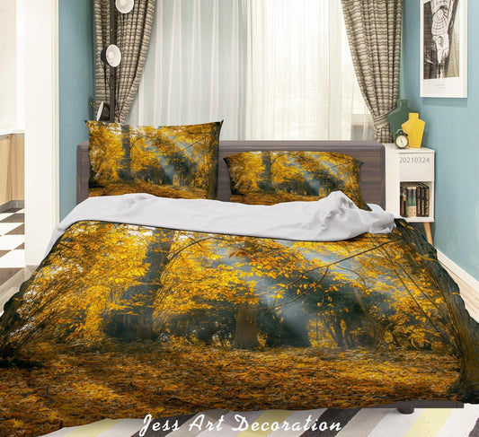 3D Autumn Forest Sunshine Quilt Cover Set Bedding Set Duvet Cover Pillowcases 165 LQH