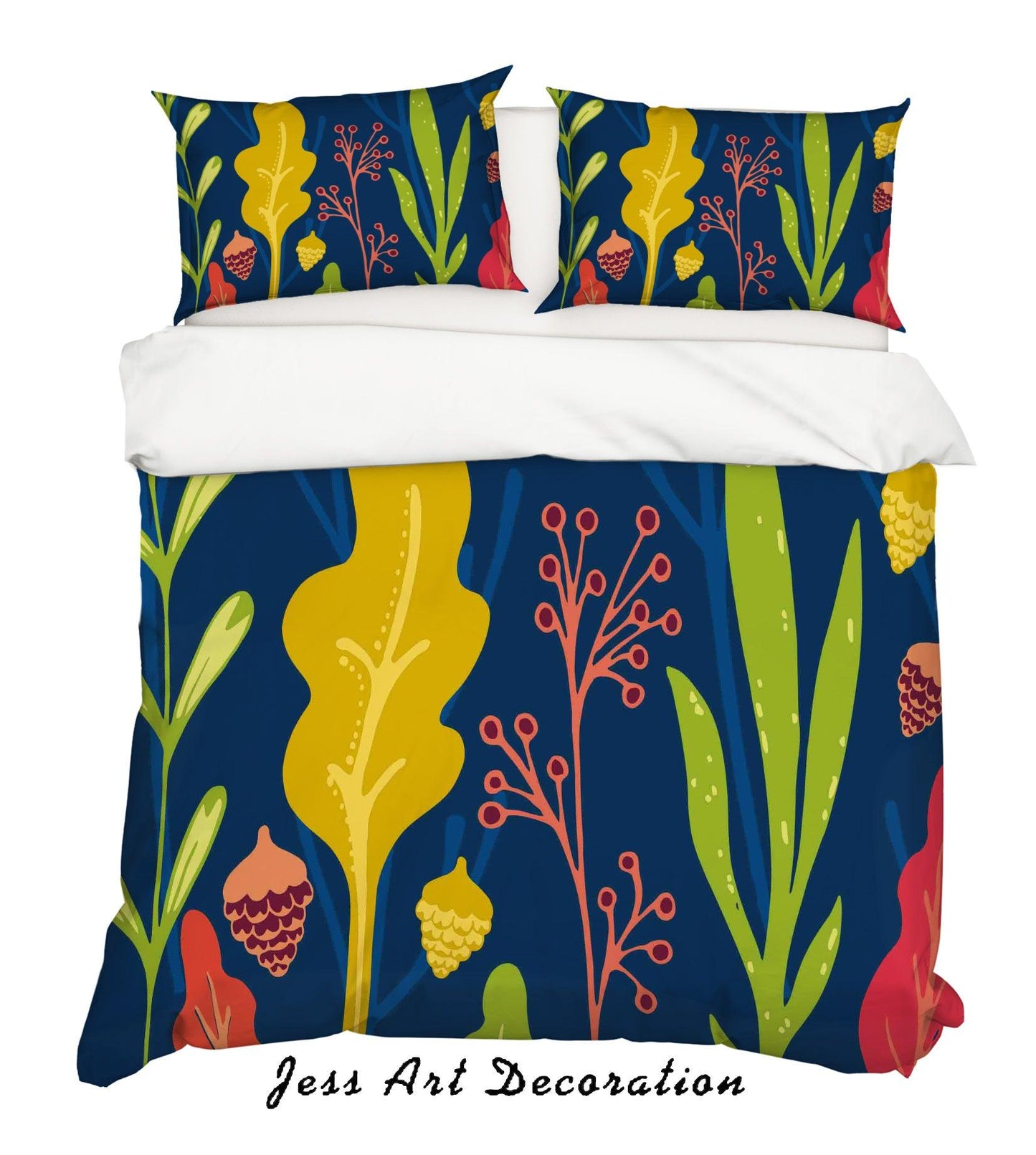 3D Cartoon Green Plants Quilt Cover Set Bedding Set Pillowcases 21