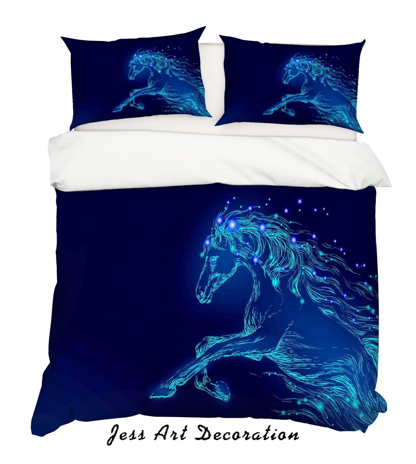 3D Blue Horse Quilt Cover Set Bedding Set Pillowcases SF12