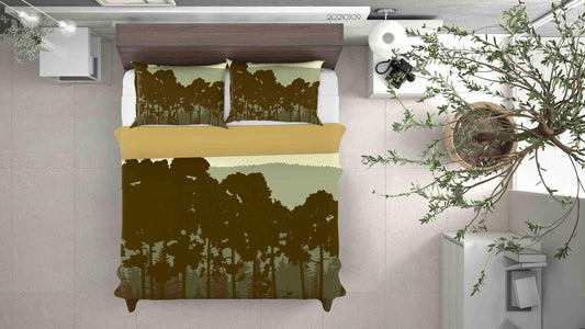 3D Cartoon Green Forest Quilt Cover Set Bedding Set Duvet Cover Pillowcases 36 LQH