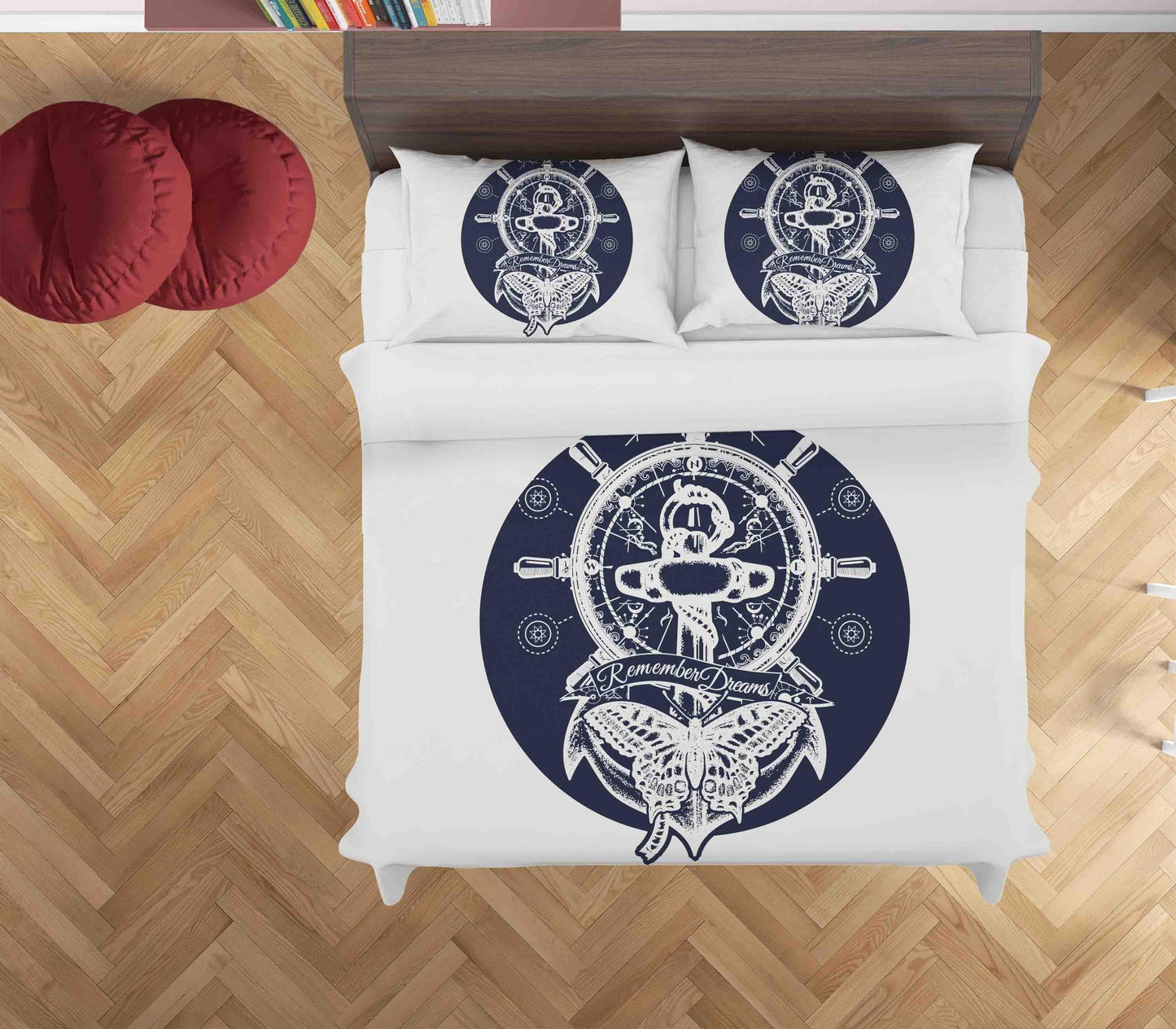 3D Anchor Steering Wheel Butterfly Tattoo Sign Quilt Cover Set Bedding Set Duvet Cover Pillowcases WJ 9146