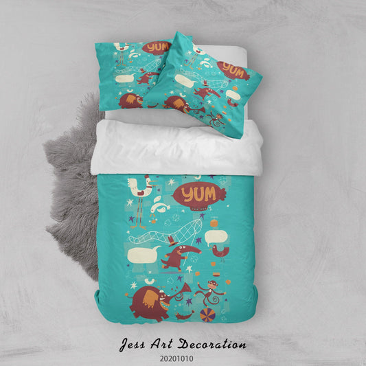 3D Cartoon Cute Animal Elephant Monkey Quilt Cover Set Bedding Set Duvet Cover Pillowcases WJ 9567