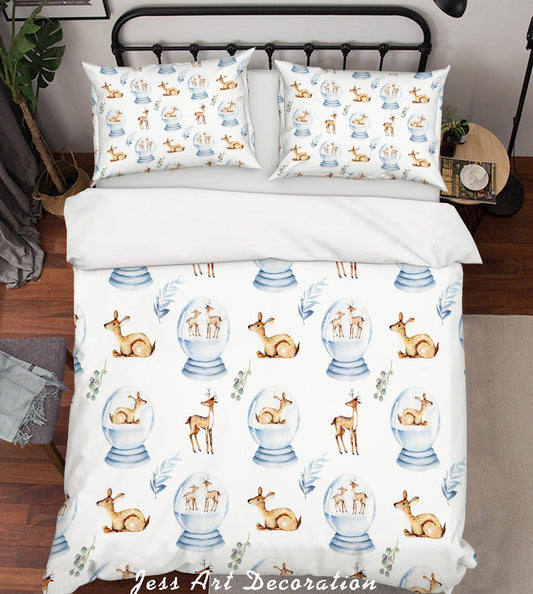3D Cartoon Elk Music Box Quilt Cover Set Bedding Set Pillowcases 138