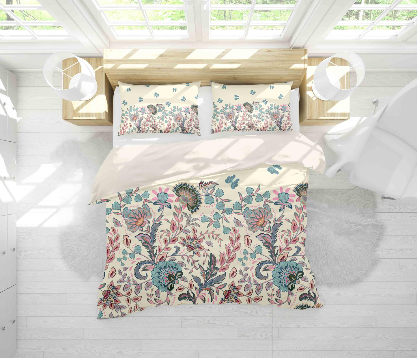 3D Blue Leaves Flowers Quilt Cover Set Bedding Set Pillowcases 61