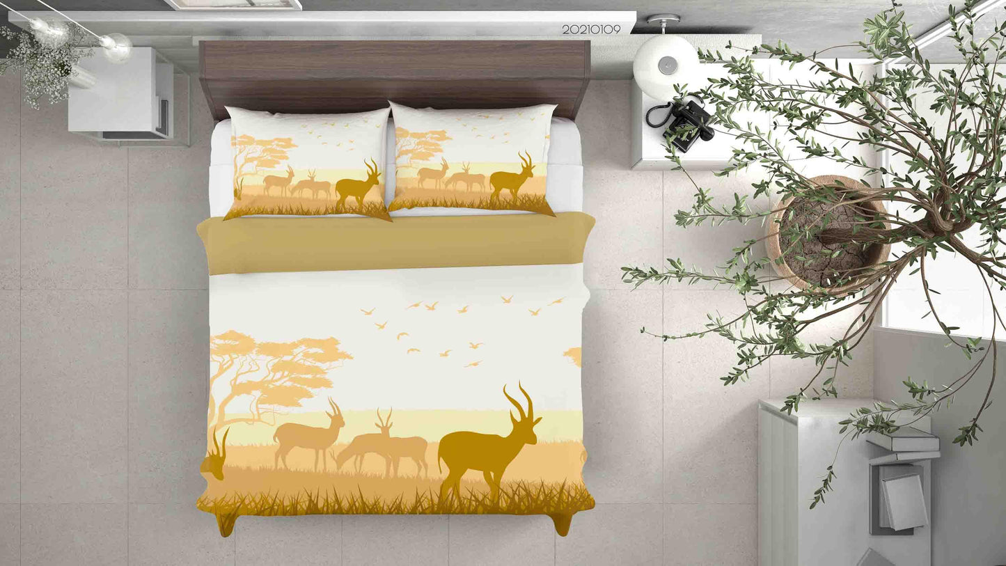 3D Cartoon Forest Animal Elk Quilt Cover Set Bedding Set Duvet Cover Pillowcases 63 LQH