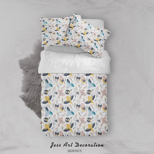 3D Cartoon Animal LIttle BIrds Pattern Quilt Cover Set Bedding Set Duvet Cover Pillowcases WJ 9598