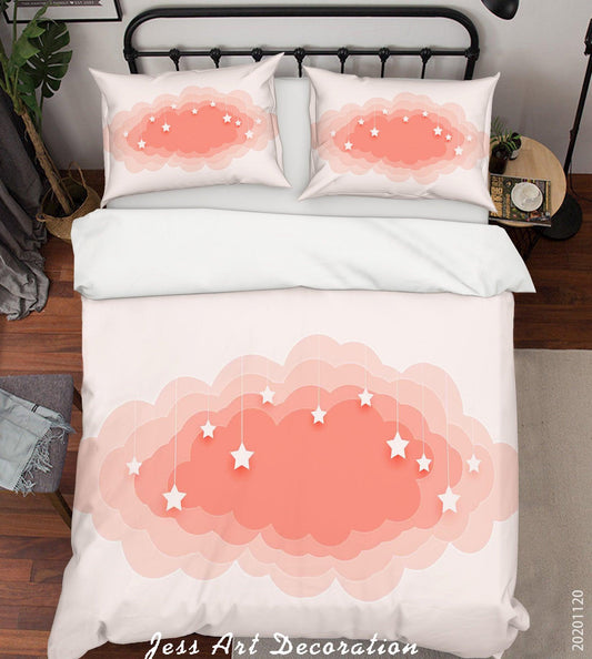 3D Abstract Pink Cloud Star Quilt Cover Set Bedding Set Duvet Cover Pillowcases LXL