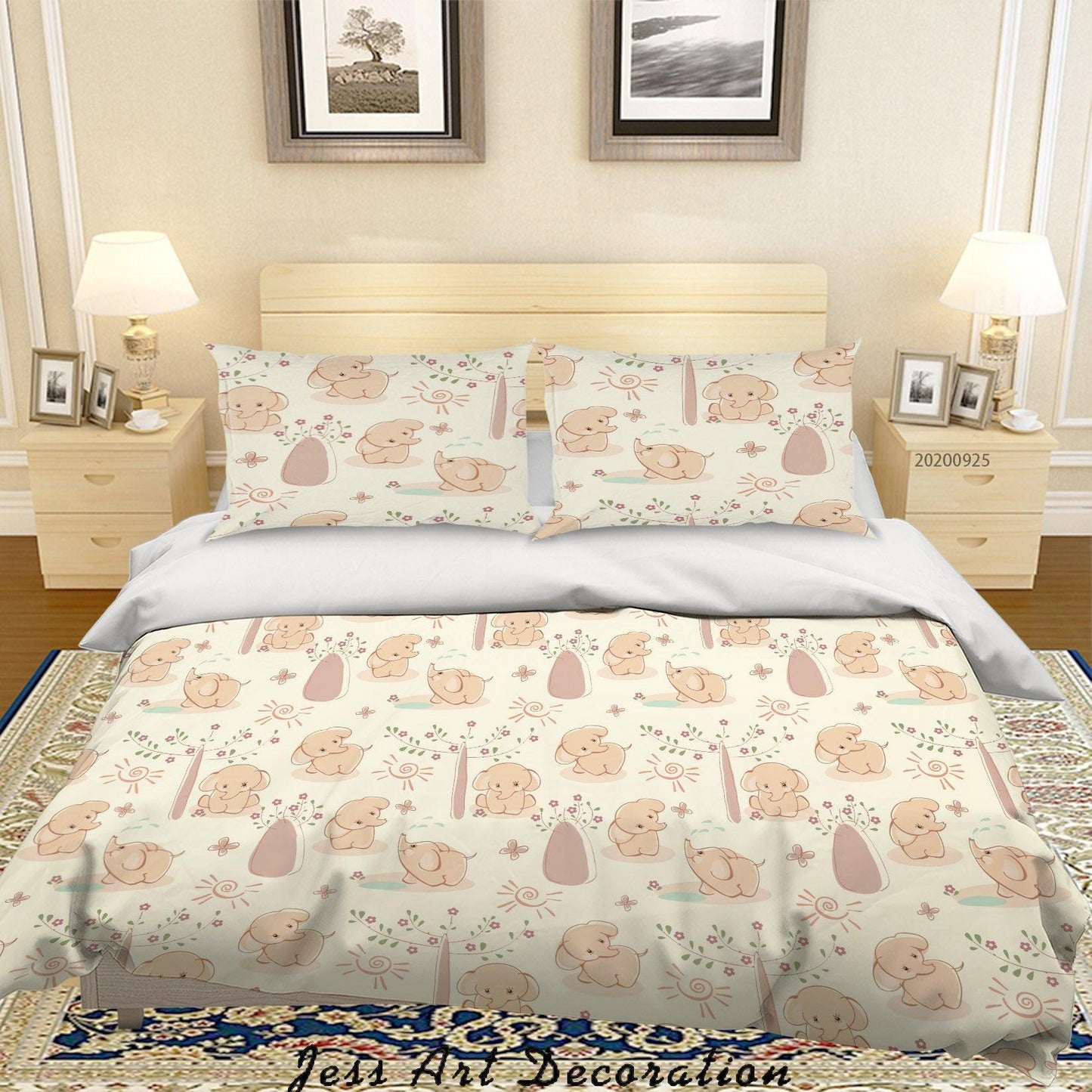 3D Cartoon Animal Baby Elephant Pattern Quilt Cover Set Bedding Set Duvet Cover Pillowcases WJ 6448