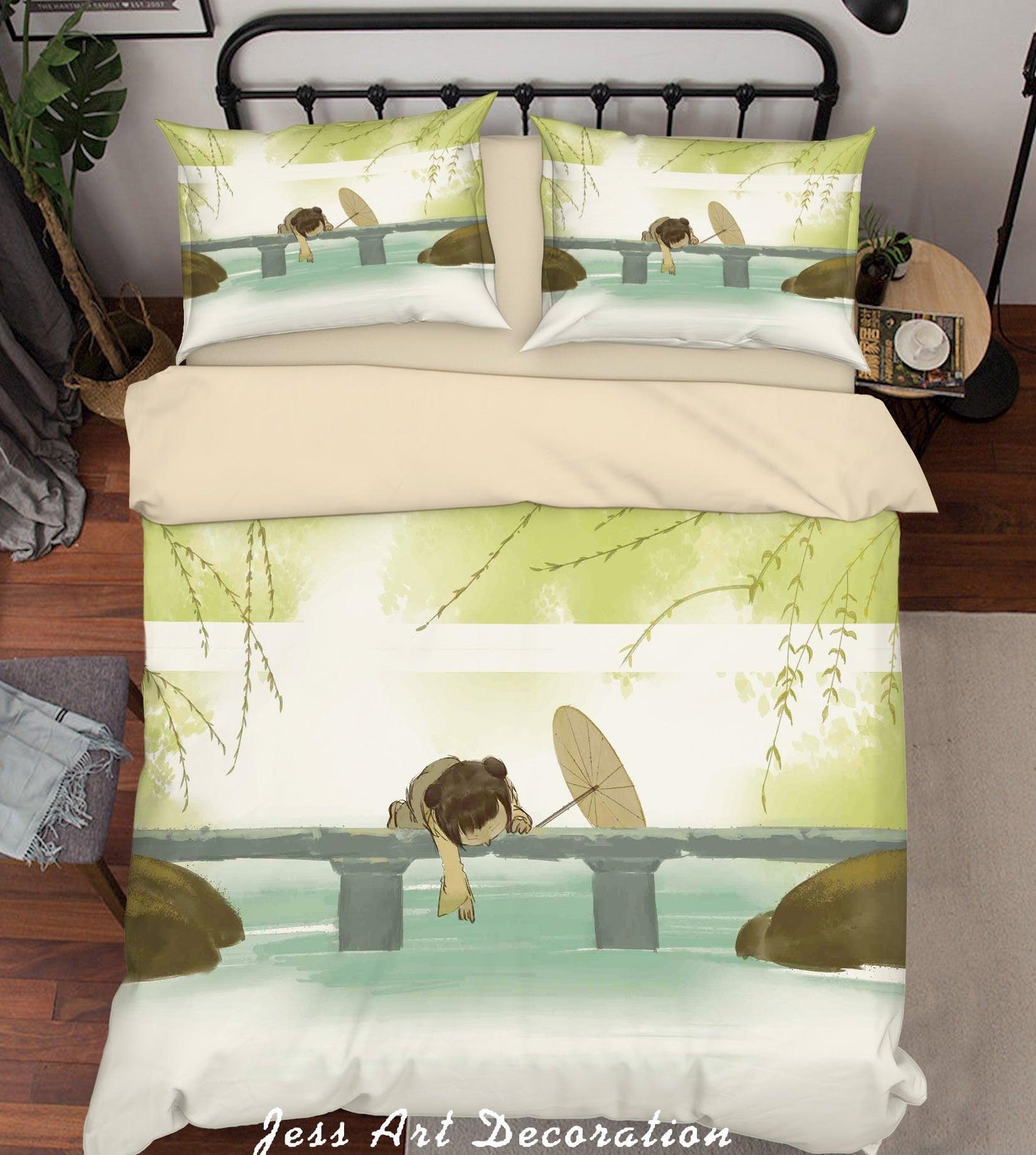 3D Can Girl Umbrella Stone Bridge Quilt Cover Set Bedding Set Duvet Cover Pillowcases A625 LQH