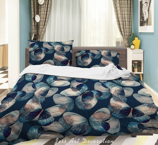 3D Butterfly Blue Line Quilt Cover Set Bedding Set Duvet Cover Pillowcase 517