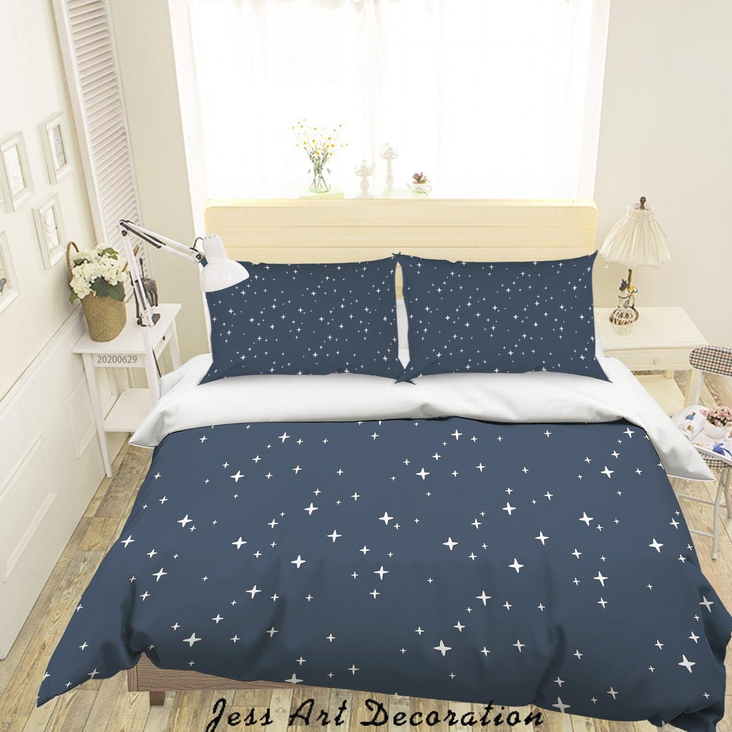 3D Black Stars Quilt Cover Set Bedding Set Duvet Cover Pillowcases SF99