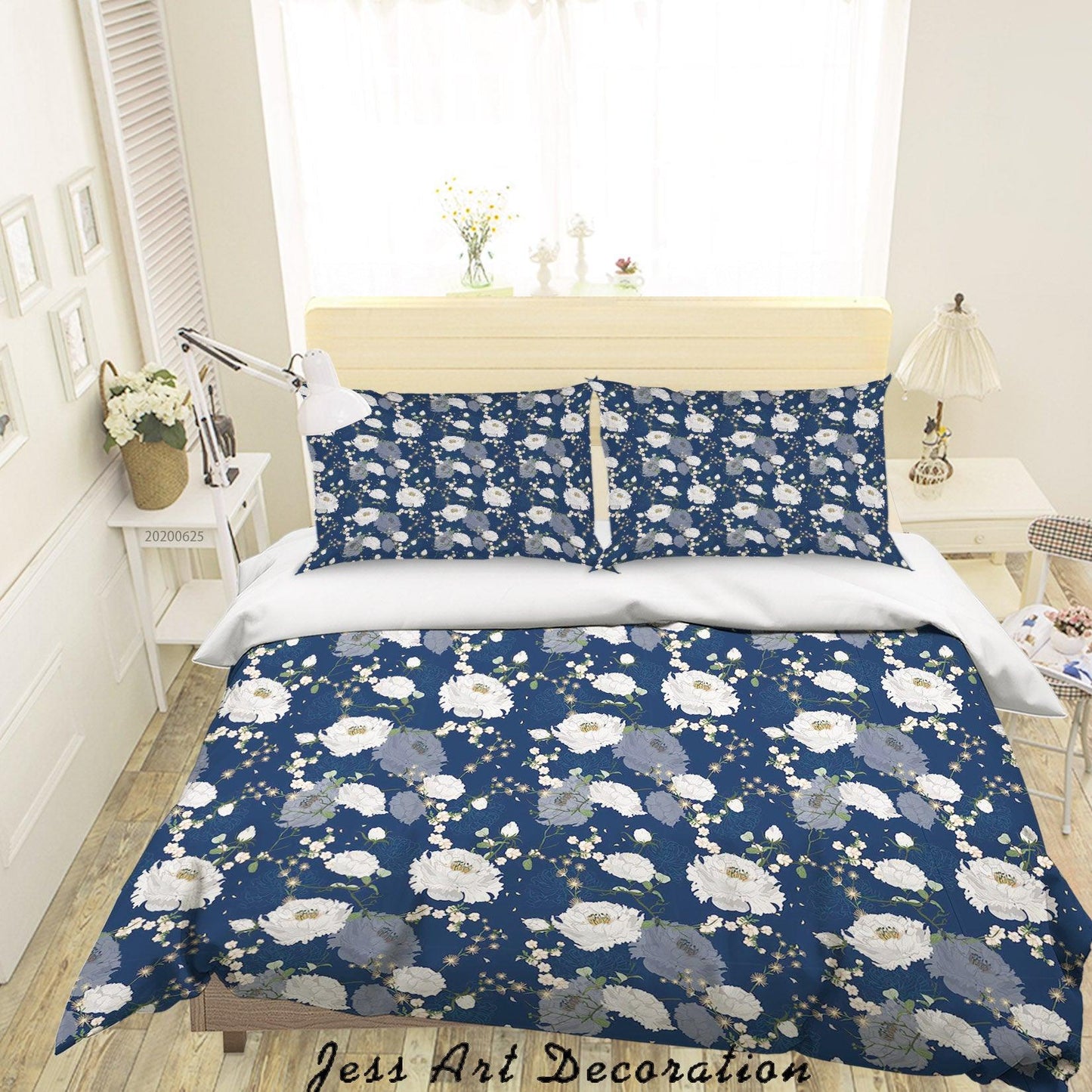 3D Blue Floral Quilt Cover Set Bedding Set Duvet Cover Pillowcases SF92