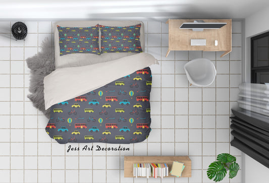 3D Cartoon Car Bus Quilt Cover Set Bedding Set Duvet Cover Pillowcases WJ 6813