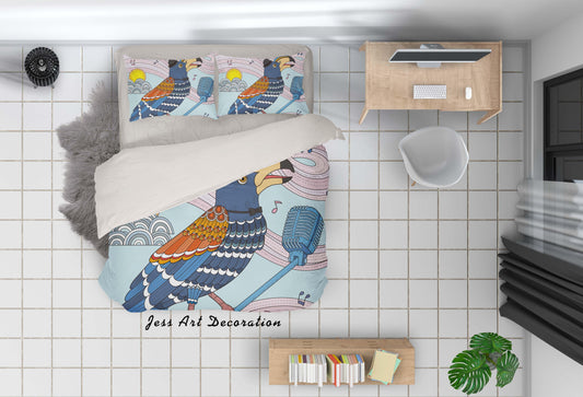 3D Cartoon Blue Bird Quilt Cover Set Bedding Set Pillowcases 207