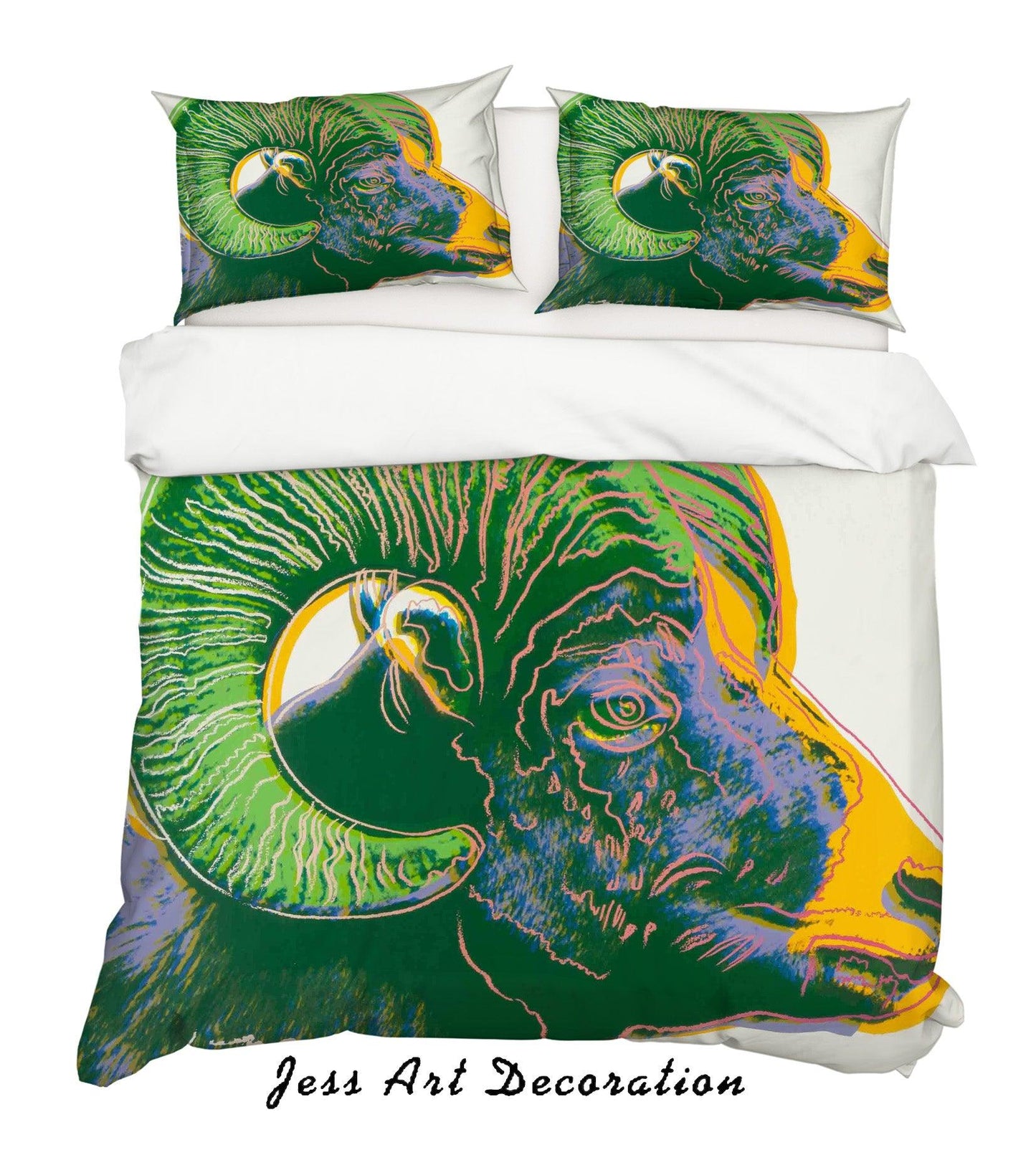 3D Andy Warhol Green Sheep Yellow Quilt Cover Set Bedding Set Duvet Cover Pillowcases  ZY D7