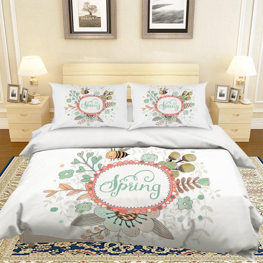 3D Cartoon Bee Flower Quilt Cover Set Bedding Set Pillowcases 34