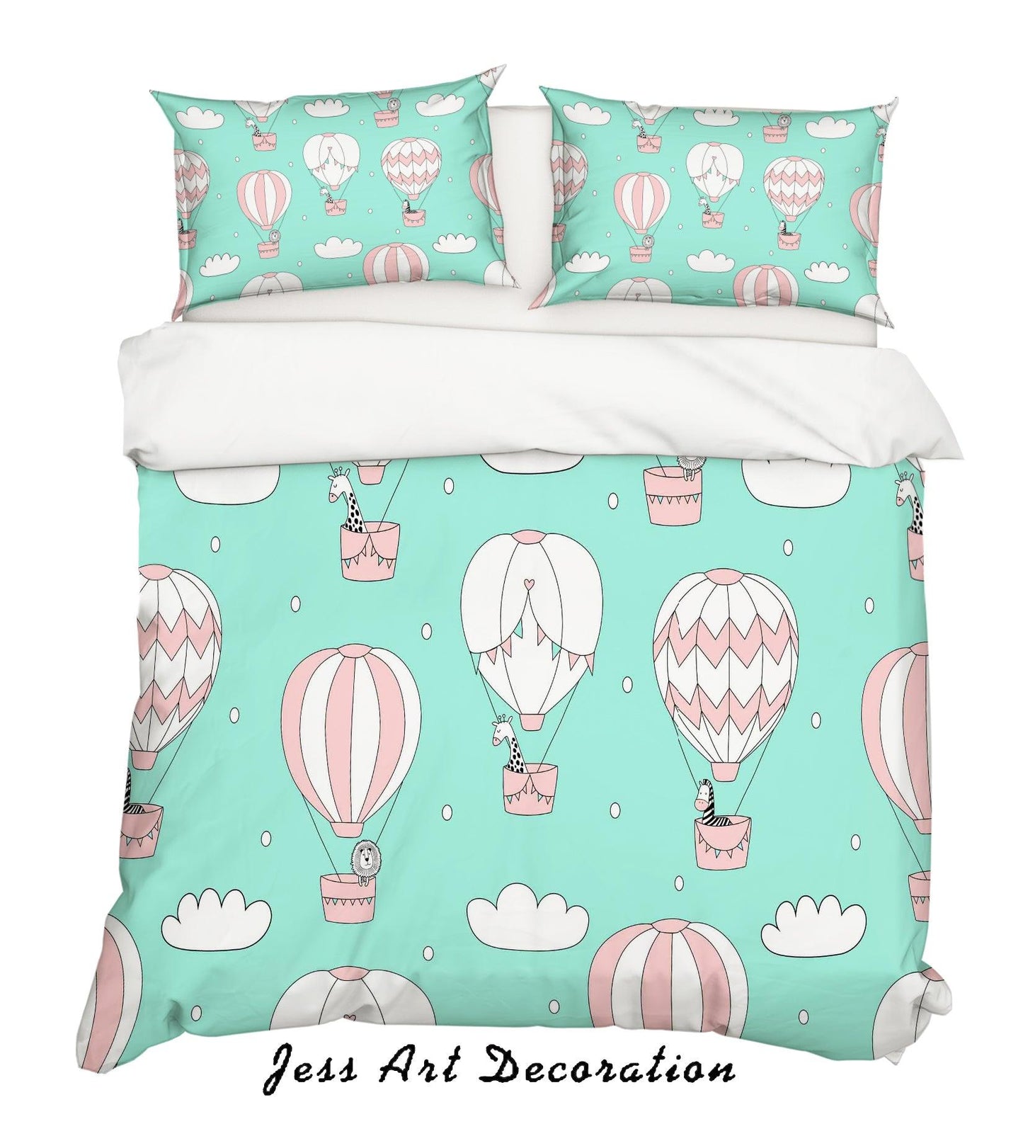 3D Cartoon Hot Air Balloon Quilt Cover Set Bedding Set Pillowcases 8