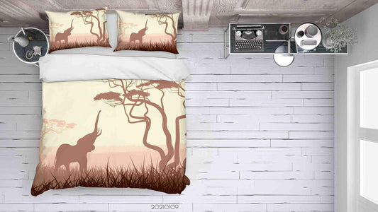 3D Cartoon Green Forest Animal Elephant Quilt Cover Set Bedding Set Duvet Cover Pillowcases 55 LQH