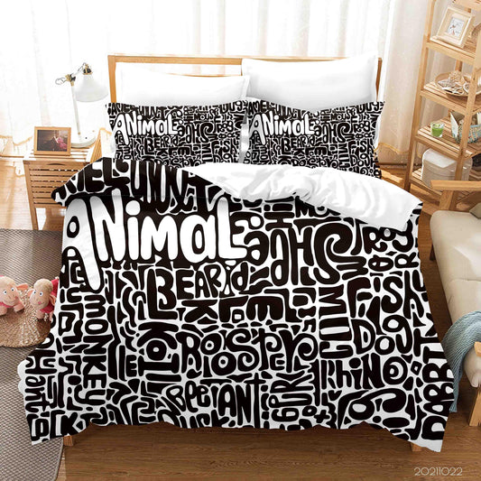 3D Abstract Alphabet Graffiti Quilt Cover Set Bedding Set Duvet Cover Pillowcases 33