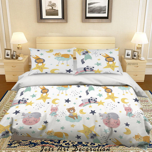 3D Cartoon Moon Star Bear Quilt Cover Set Bedding Set Duvet Cover Pillowcases 123