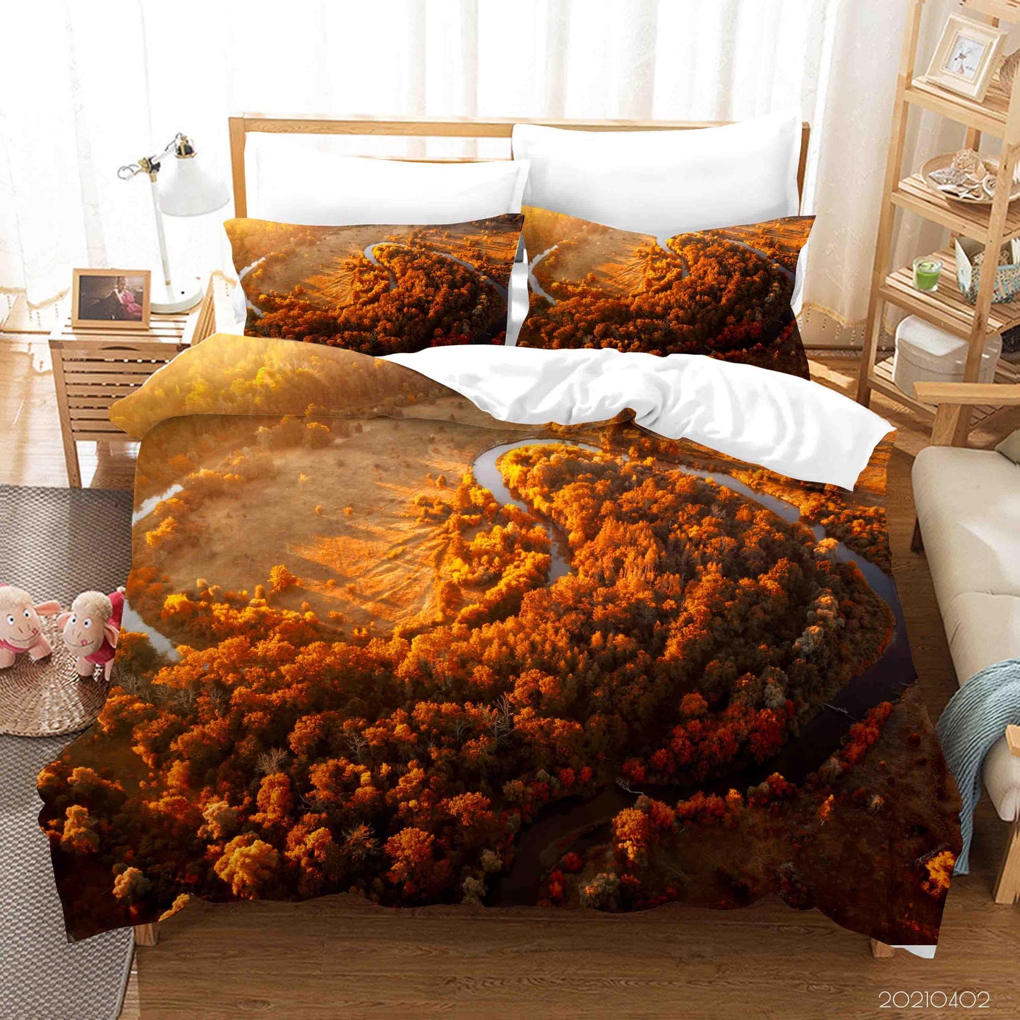 3D Autumn Forest Landscape Quilt Cover Set Bedding Set Duvet Cover Pillowcases 78 LQH