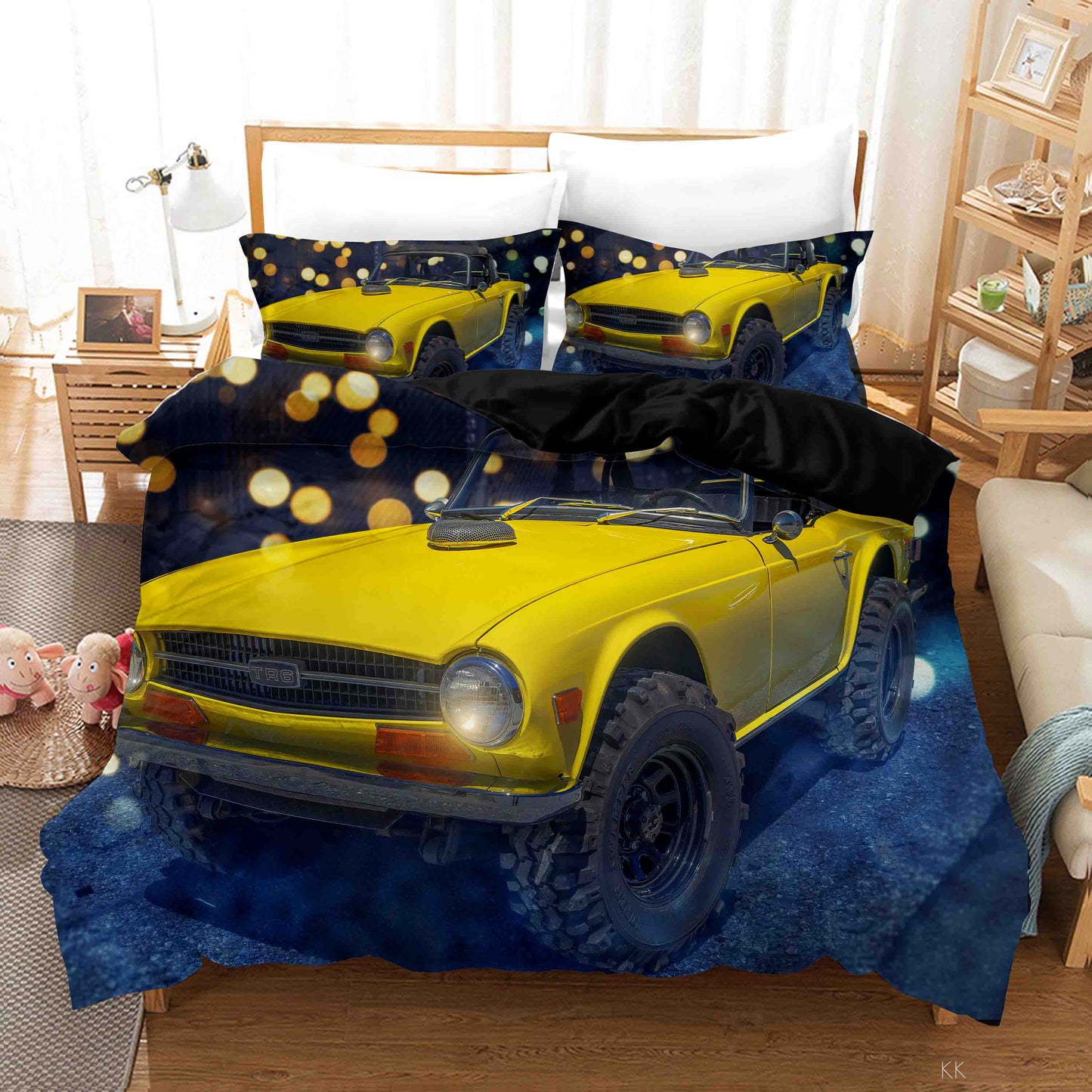 3D Automobile Round Night Quilt Cover Set Bedding Set Duvet Cover Pillowcase 400
