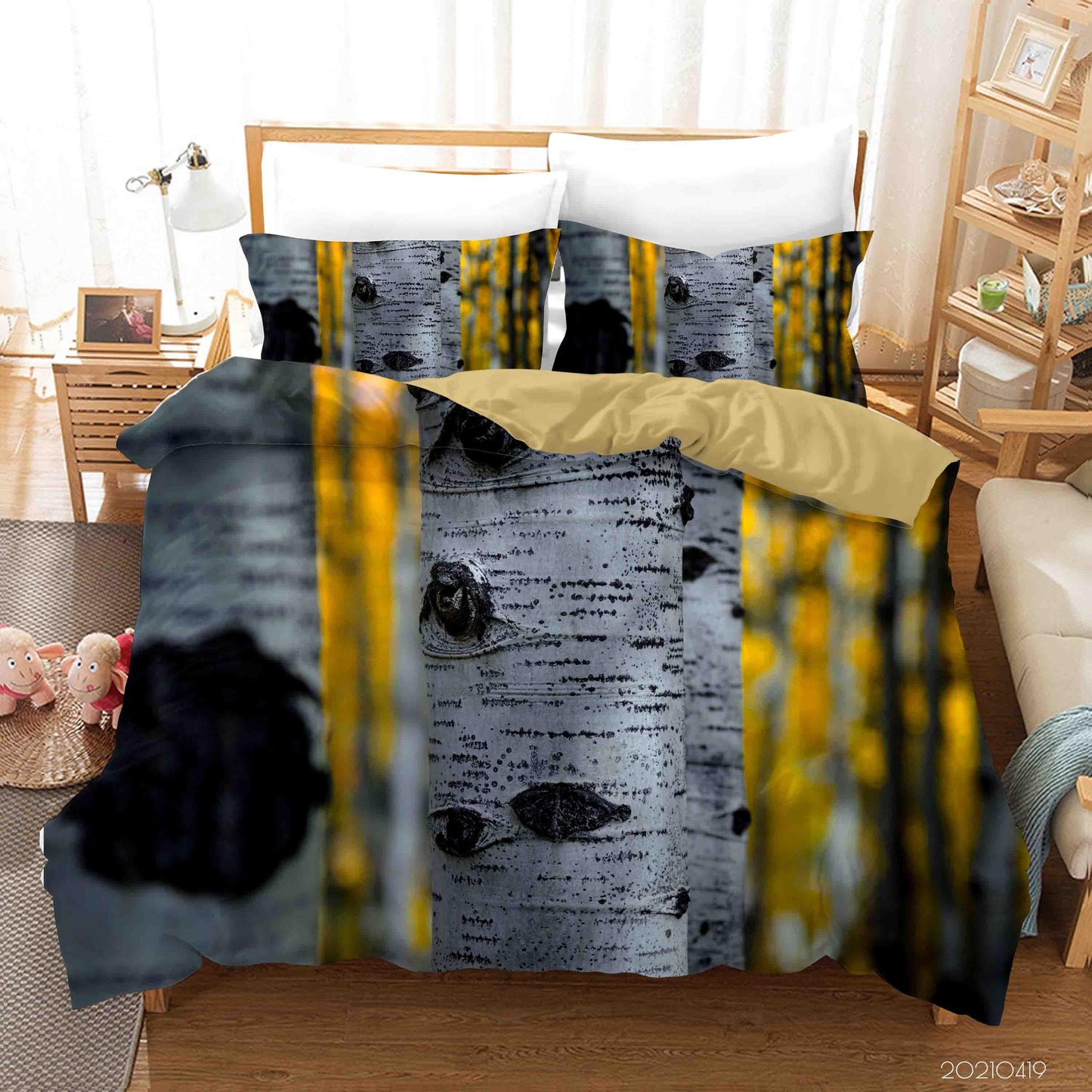 3D Birch Forest Landscape Quilt Cover Set Bedding Set Duvet Cover Pillowcases 189