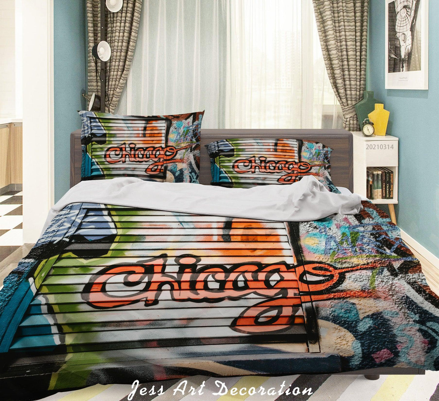 3D Abstract Street Graffiti Artist Works Quilt Cover Set Bedding Set Duvet Cover Pillowcases 130