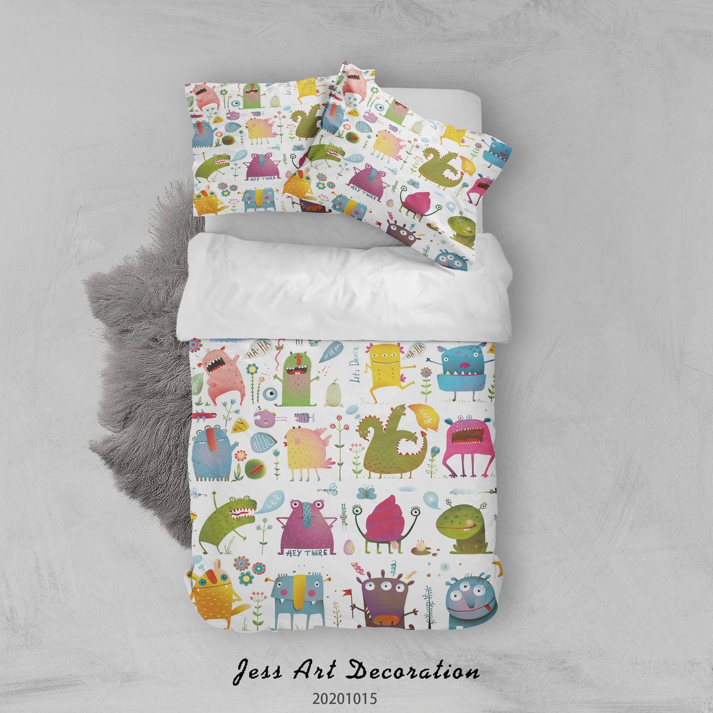 3D Cartoon Animal Monsters Pattern Quilt Cover Set Bedding Set Duvet Cover Pillowcases WJ 9670